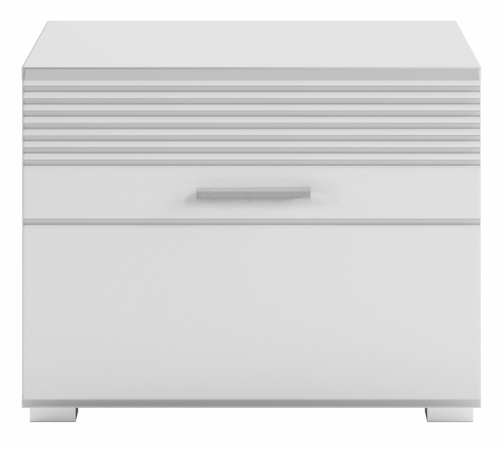 Weiße Garderobenkombination mit Schublade, Frontansicht