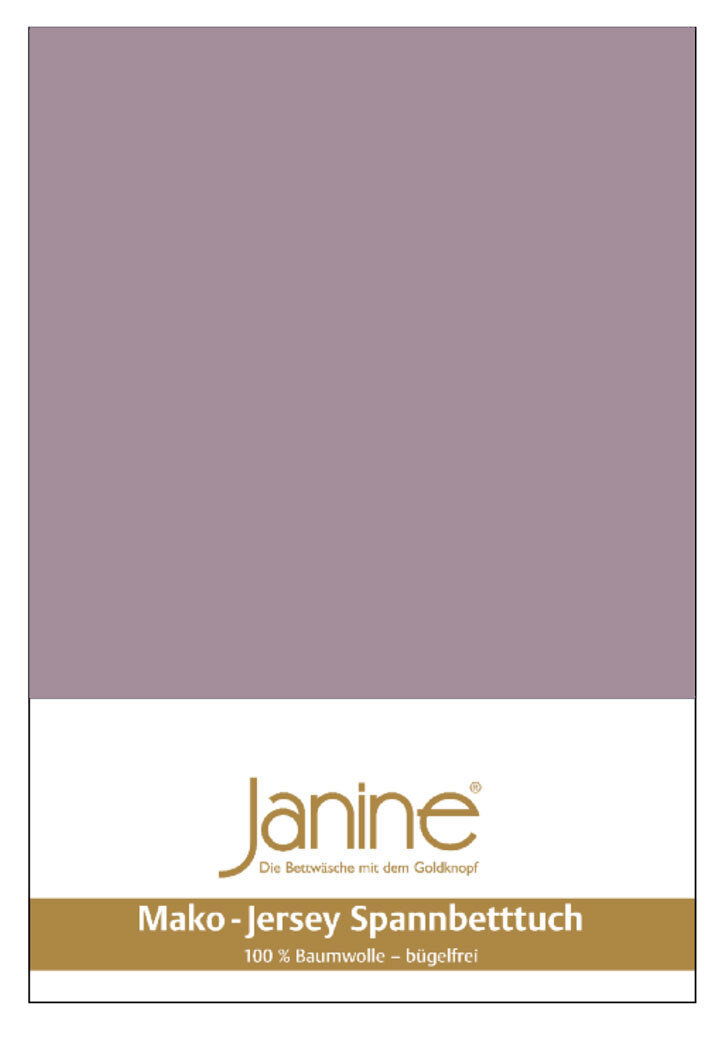 Janine Spannbetttuch JERSEY Jersey-Spannbetttuch in Fliederfarbe, 100x200cm, aus 100% Baumwolle, bügelfrei, Vorderansicht