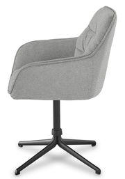 Grauer Armlehnstuhl mit schwarzem Drehgestell, Seitenansicht