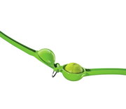 Grüne Limettenpresse LIMETTA mit halber Limette, seitliche Perspektive