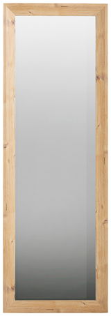 Rechteckiger Spiegel mit Holzrahmen, frontal betrachtet.