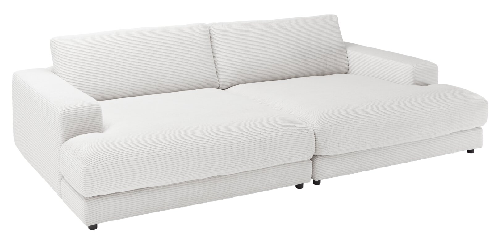 Pure Home Lifestyle Big Sofa PURE 979 Weißes Megasofa klein mit geripptem Stoffbezug, seitliche Perspektive