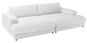 Kleine witte megasofa met geribbelde stoffen bekleding, zijaanzicht