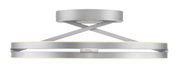 Moderne Deckenleuchte PURE Loop in Silber mit kreuzförmigem Design, seitliche Perspektive