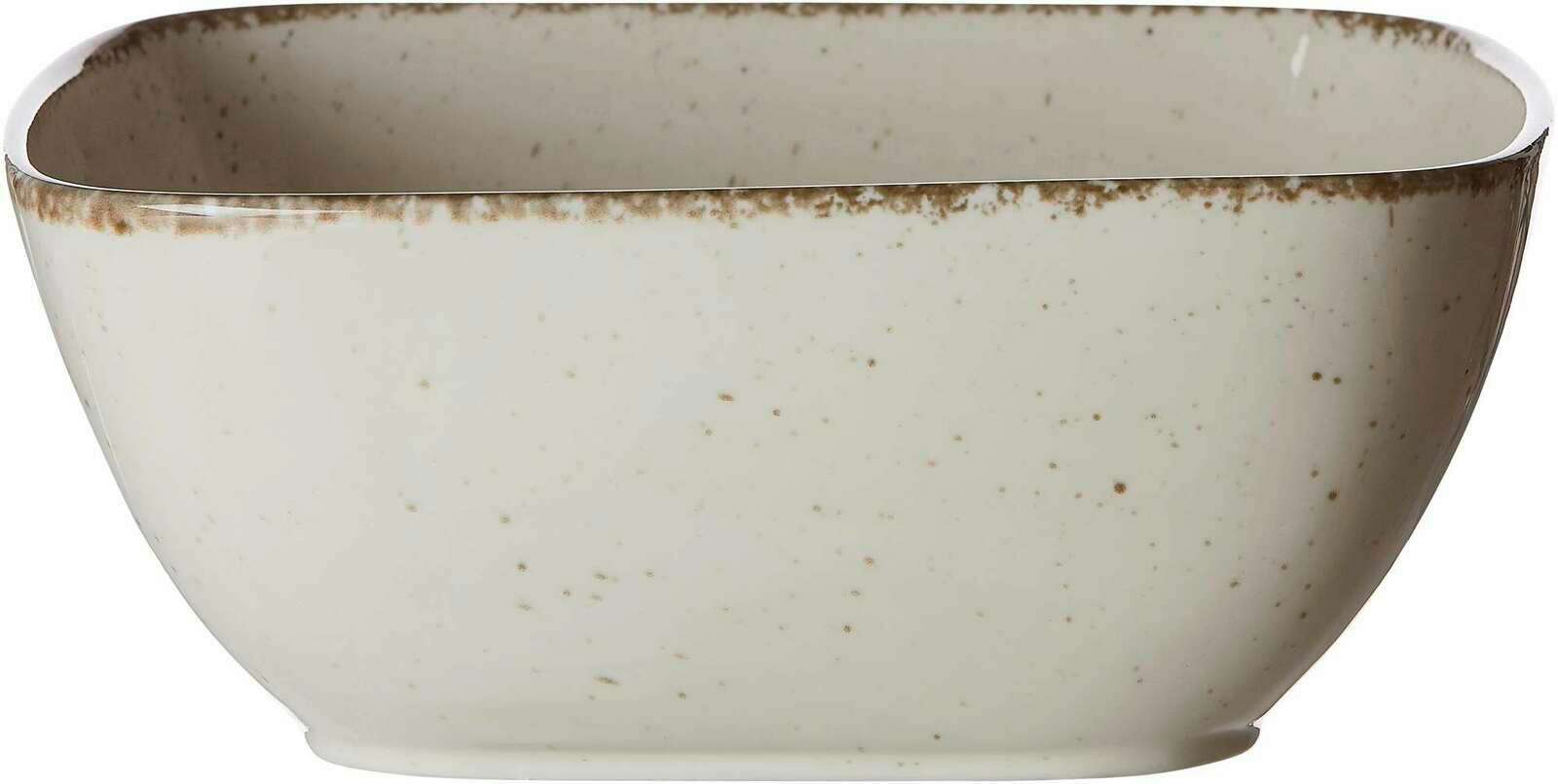 Ritzenhoff & Breker Serveerschaal CASA vierkant beige Rechteckige beige Servierschale mit gesprenkeltem Muster, seitliche Perspektive