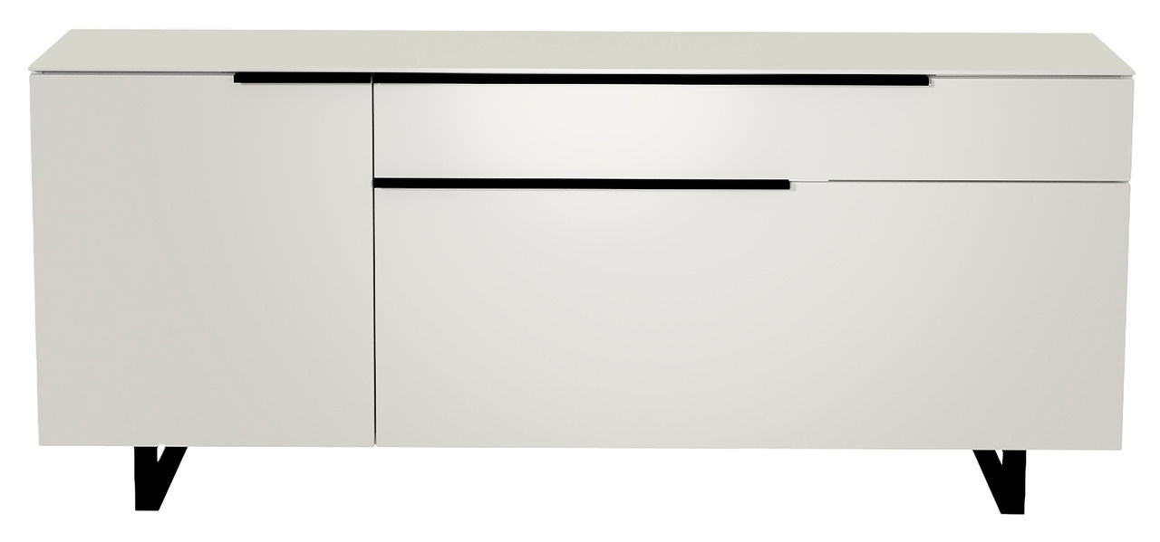 Moderano TV-Lowboard BORMIO Modernes weißes TV-Lowboard mit schwarzen Griffen, frontale Ansicht