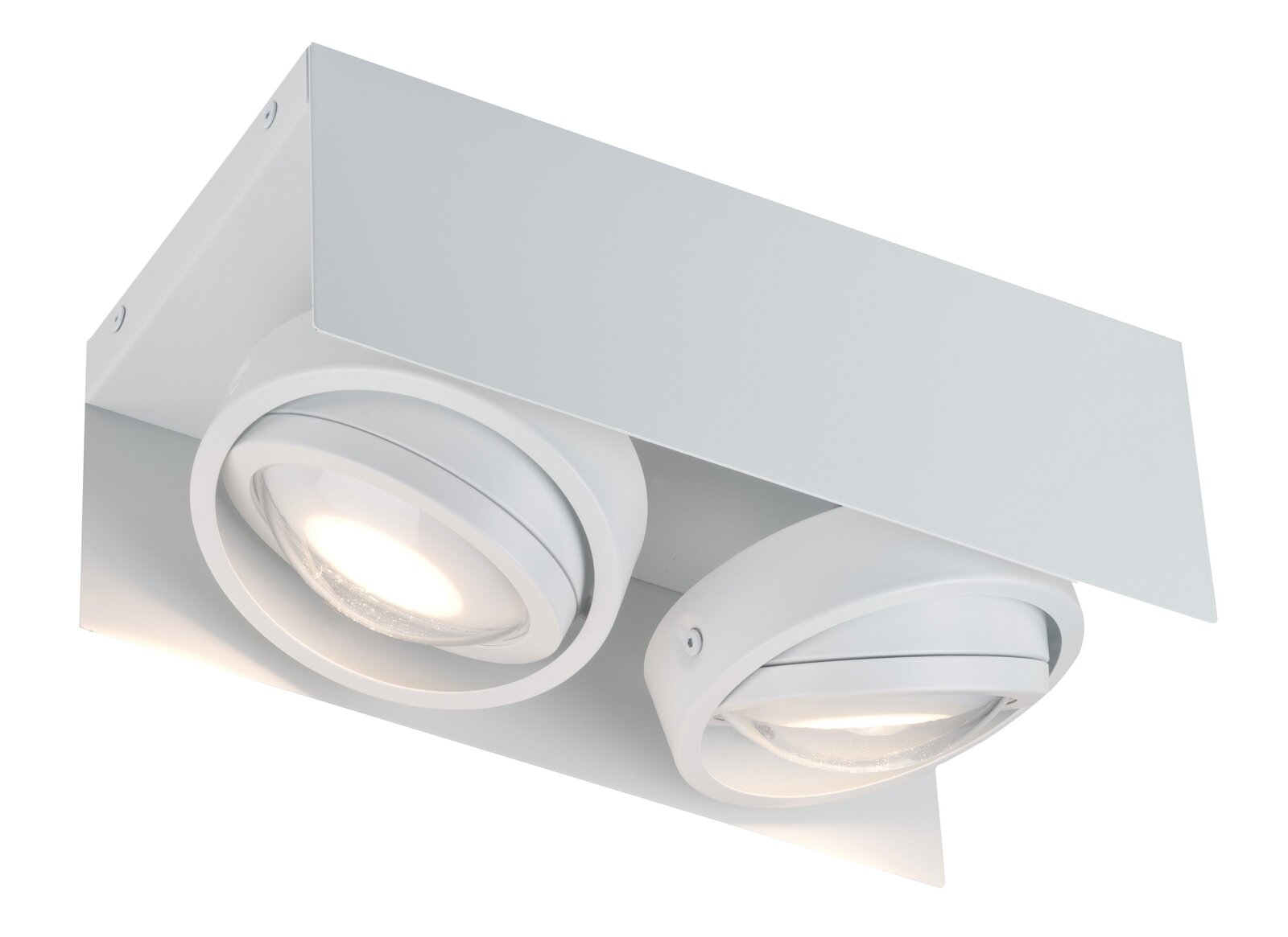 Megatron LED-Deckenleuchte CARDANO Weiße LED Aufbauleuchte mit zwei runden Strahlern, Perspektive von unten