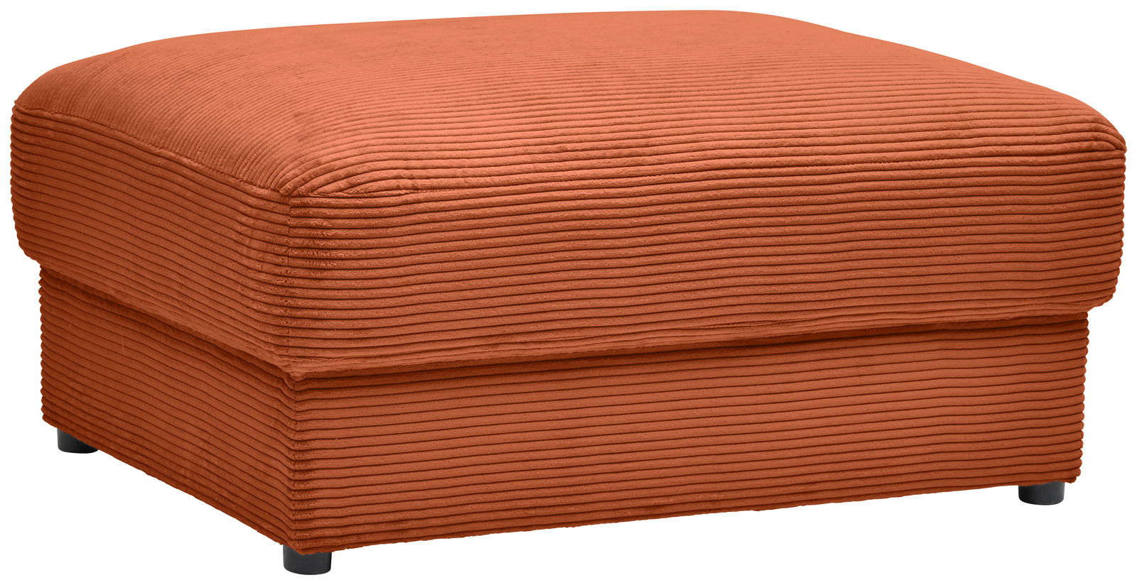 Z2 Hocker NAPOLI Hocker aus orangefarbenem Cordstoff, seitliche Perspektive