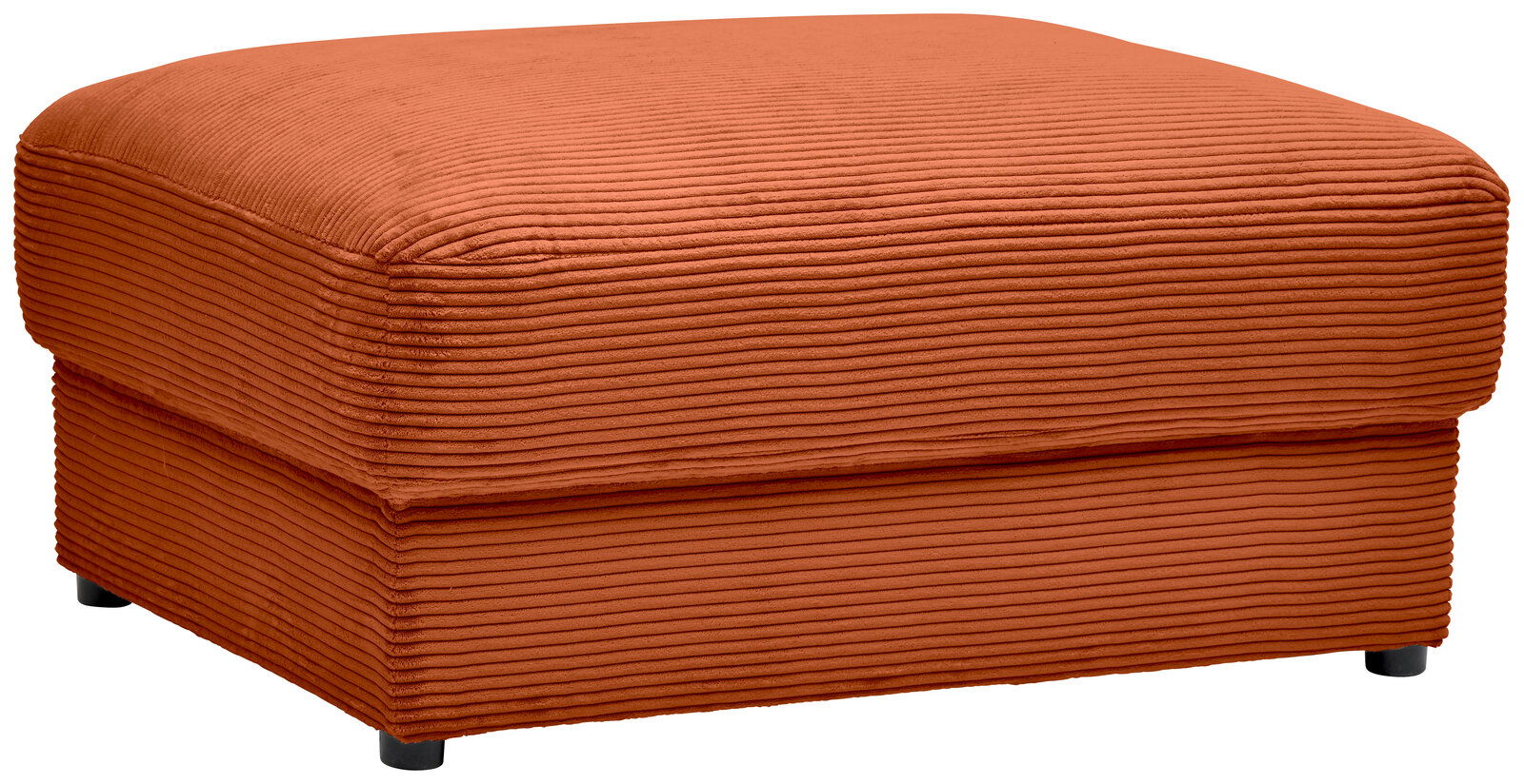 Z2 Hocker NAPOLI Hocker aus orangefarbenem Cordstoff, seitliche Perspektive