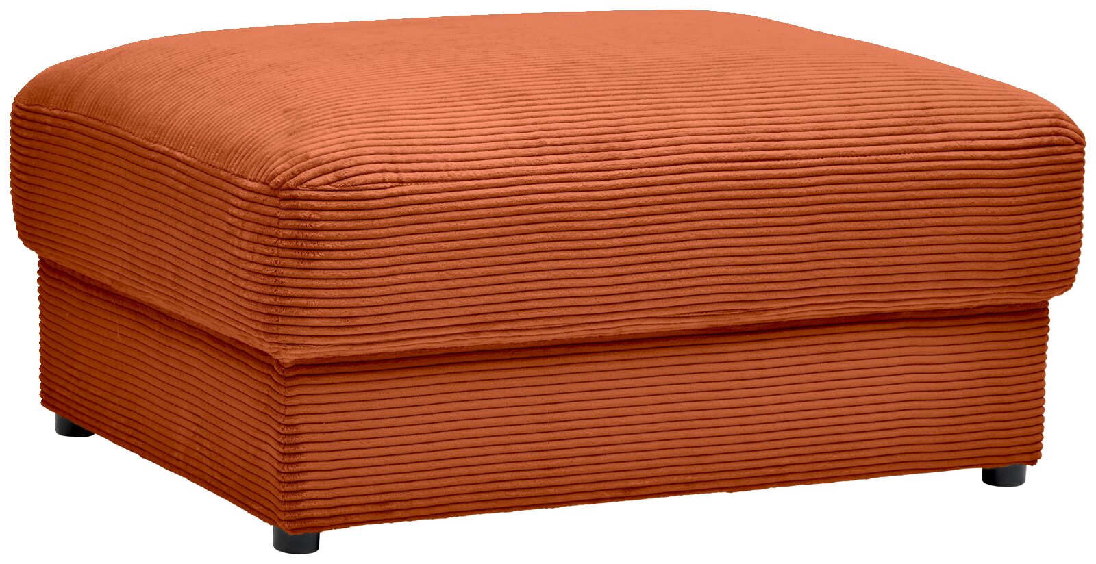 Z2 Hocker NAPOLI Hocker aus orangefarbenem Cordstoff, seitliche Perspektive