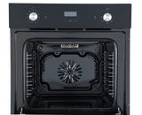 Frontansicht eines modernen Backofens mit zwei Drehknöpfen und digitalem Display.