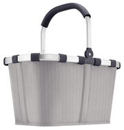 Grauer Einkaufskorb mit Fischgrätenmuster, seitliche Perspektive