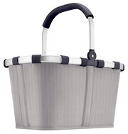 Grauer Einkaufskorb mit Fischgrätenmuster, seitliche Perspektive