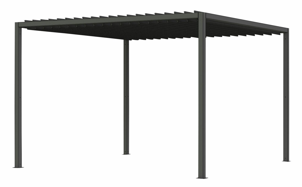 Siena Garden Basis Lamellen LIBERA Freistehende Pergola mit Lamellendach aus Metall, seitliche Perspektive