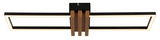 Moderne Deckenleuchte mit rechteckigem Design und Holzdetails, seitliche Perspektive