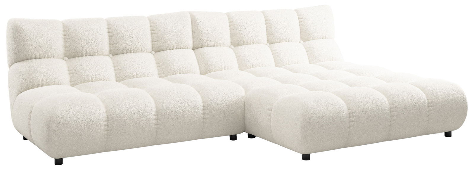 Beige Longchairkombination mit gepolstertem Design, seitliche Perspektive