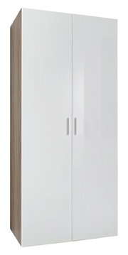 Mehrzweckschrank mit zwei Türen in Weiß und Holzoptik, Frontalansicht