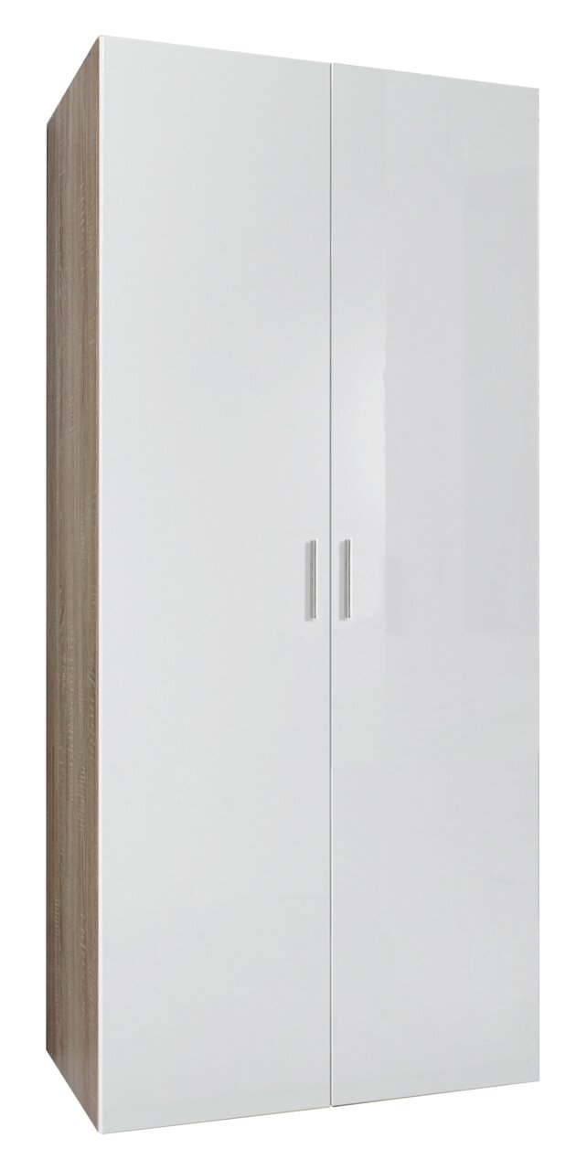 XORA Mehrzweckschrank MALTA Mehrzweckschrank mit zwei Türen in Weiß und Holzoptik, Frontalansicht