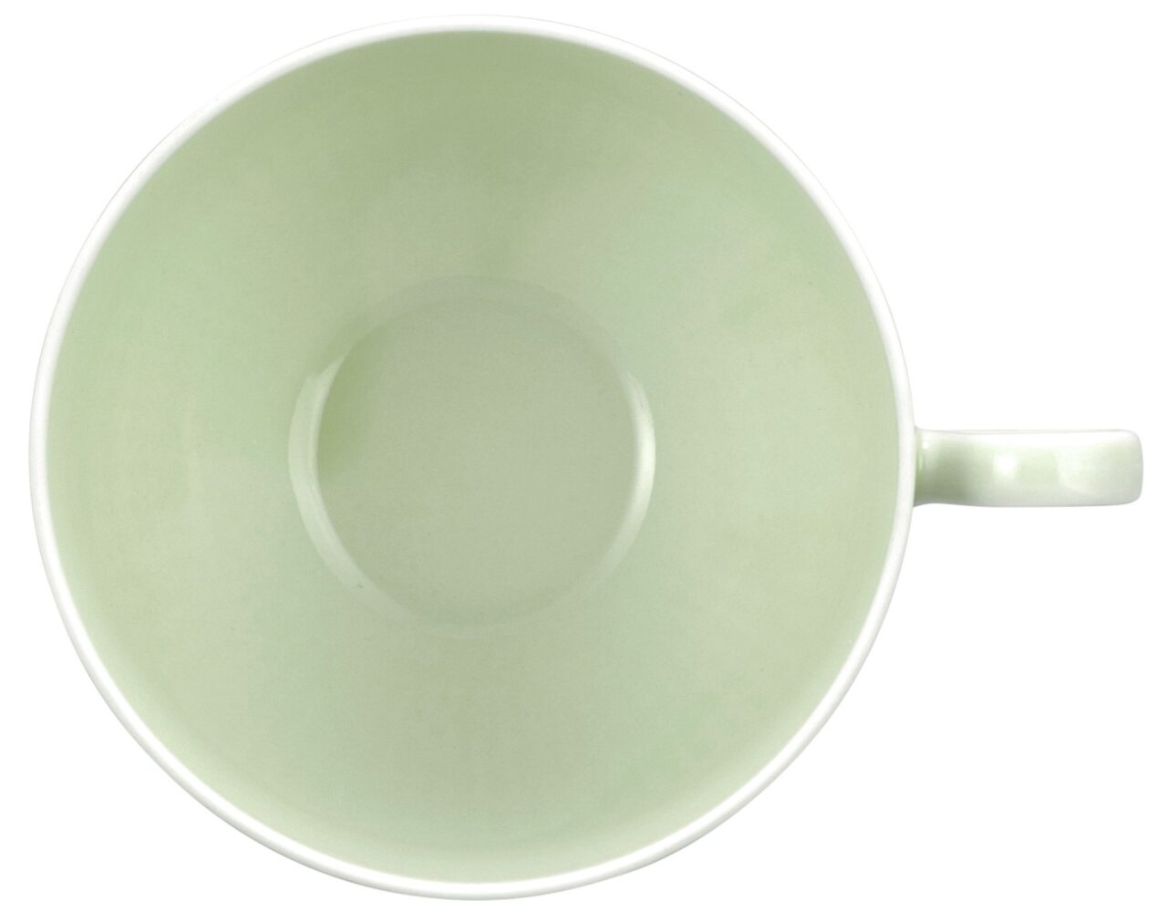 Koffiekopje met melk 0,35 l in zachtgroen, gezien van bovenaf