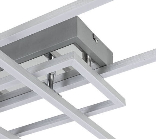 Moderne LED-Deckenleuchte in geometrischem Design, seitliche Perspektive