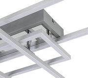 Moderne LED-Deckenleuchte in geometrischem Design, seitliche Perspektive