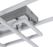 Moderne LED-Deckenleuchte in geometrischem Design, seitliche Perspektive