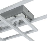 Moderne LED-Deckenleuchte in geometrischem Design, seitliche Perspektive