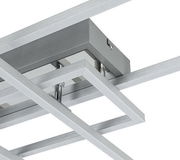 Moderne LED-Deckenleuchte in geometrischem Design, seitliche Perspektive