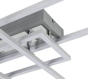 Moderne LED-Deckenleuchte in geometrischem Design, seitliche Perspektive