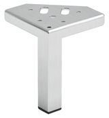 Silbernes, dreieckiges Möbelbein aus Metall, seitliche Perspektive