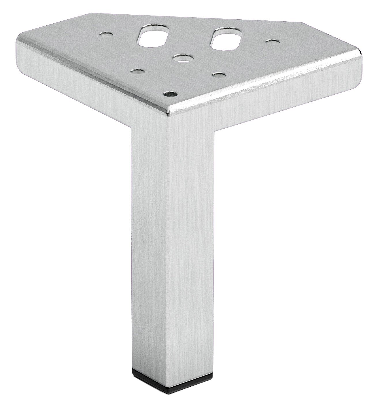 XORA Fuss-Set 6-tlg. STILO Silbernes, dreieckiges Möbelbein aus Metall, seitliche Perspektive