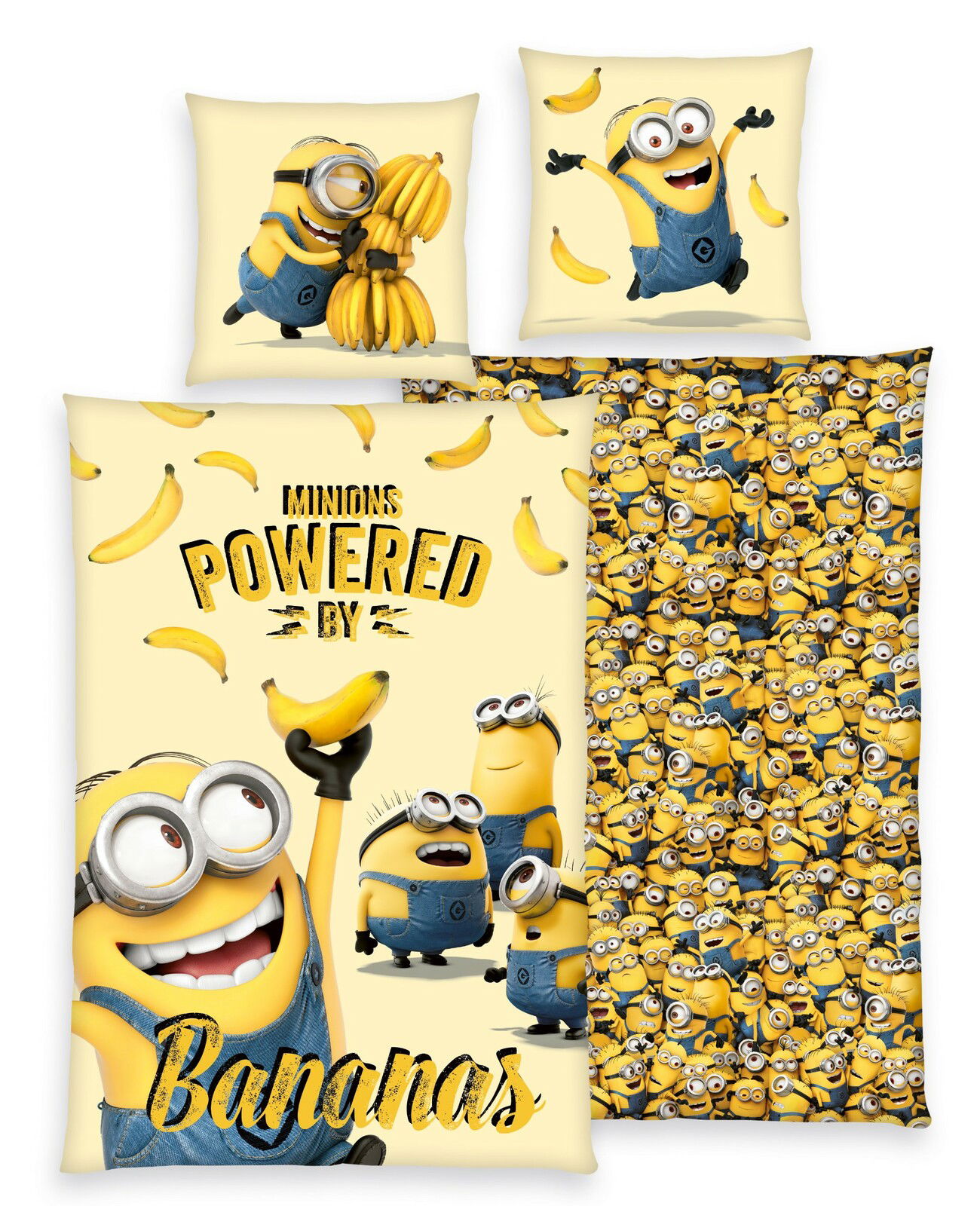 Minions Renforcé-Bettwäsche MINIONS Renforcé-Bettwäsche-Set mit fröhlichen gelben Figuren und Bananenmotiv, Vorderansicht