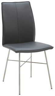 Moderner schwarzer Stuhl mit Metallbeinen, seitliche Perspektive