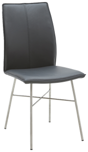 Moderner schwarzer Stuhl mit Metallbeinen, seitliche Perspektive