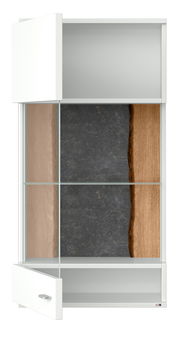 Hängevitrine mit zwei offenen Türen, Frontansicht