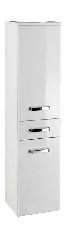 XORA Midischrank BOLOGNA Weißer Midischrank mit zwei Schubladen und einer Tür, seitliche Perspektive