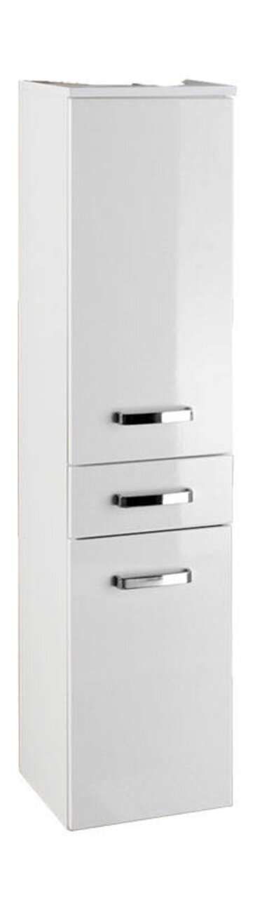 XORA Midischrank BOLOGNA Weißer Midischrank mit zwei Schubladen und einer Tür, seitliche Perspektive