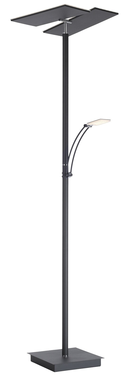 Paul Neuhaus LED-staande lamp ARTUR Moderne LED-Stehleuchte in schwarzem Design mit zwei rechteckigen Leuchtflächen, seitliche Ansicht.
