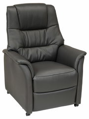 Schwarzer Relaxsessel aus Leder, Vorderansicht