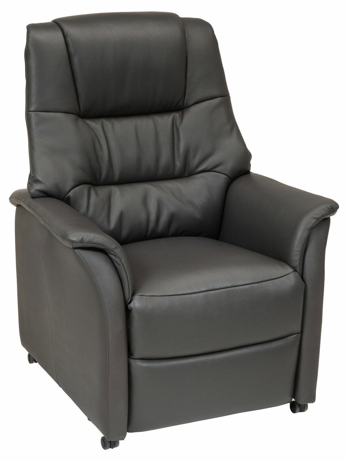 Schwarzer Relaxsessel aus Leder, Vorderansicht