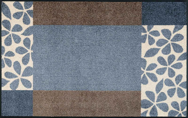 Fußmatte Florita in Grau mit floralem Muster, Draufsicht