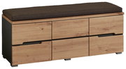 XL-Garderobenbank aus Holz mit drei Schubladen und gepolstertem Sitzkissen, seitliche Perspektive
