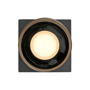 Moderne Deckenleuchte RIKA in quadratischer Form, von oben betrachtet, mit einem zentralen, leuchtenden Kreis.