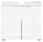 Moderner weißer Waschbeckenunterschrank mit zwei Türen, Frontalansicht