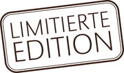 Limitierte Edition Schriftzug in brauner Farbe auf weißem Hintergrund, schräg dargestellt.