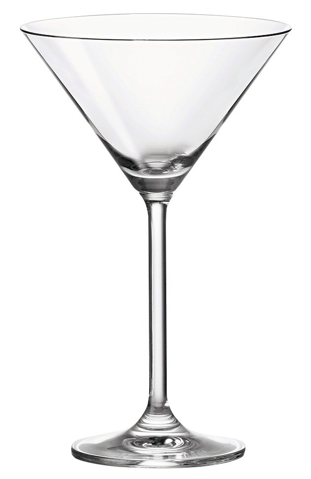 Leonardo Cocktailglas Daily Transparentes Martini-/Cocktailglas mit konischer Schale, langem Stiel und rundem Fuß, freigestellt auf weißem Hintergrund; Frontansicht.