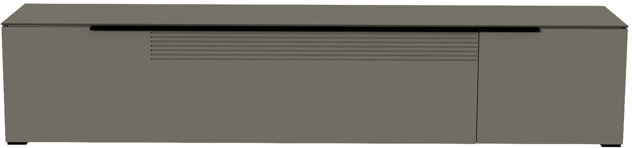 Frontansicht eines modernen, grauen XL TV-Lowboards der Serie BORMIO mit klaren Linien und minimalistischen Design.