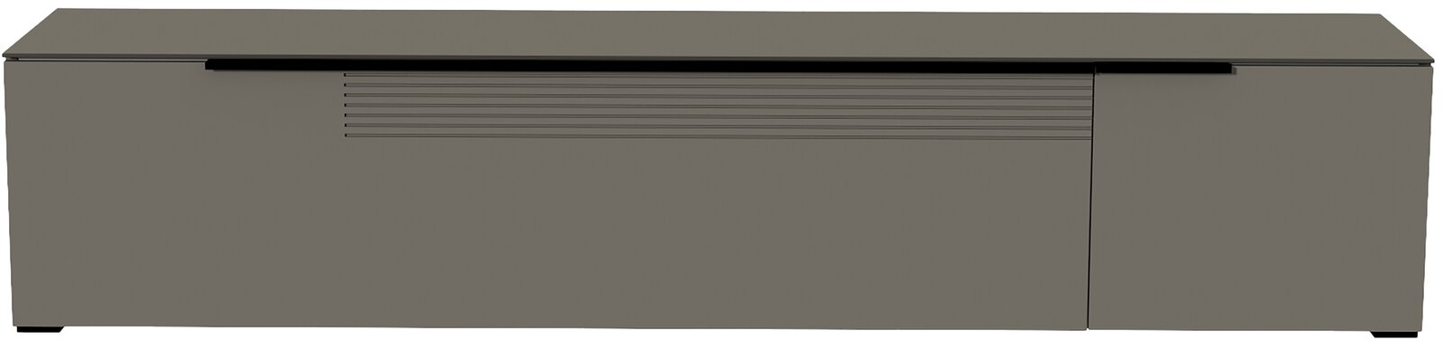 Moderano XL TV-Lowboard BORMIO Frontansicht eines modernen, grauen XL TV-Lowboards der Serie BORMIO mit klaren Linien und minimalistischen Design.