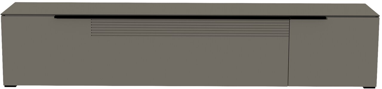 Frontansicht eines modernen, grauen XL TV-Lowboards der Serie BORMIO mit klaren Linien und minimalistischen Design.