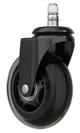 Schwarze Hartbodenrolle mit Metallstift, seitliche Perspektive